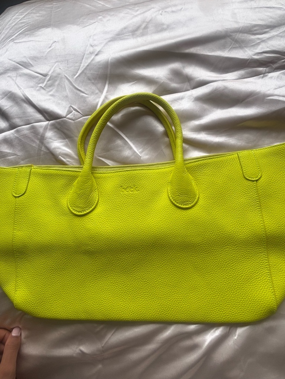 Beck Bright Lime Green Leather Tote Bag - Women